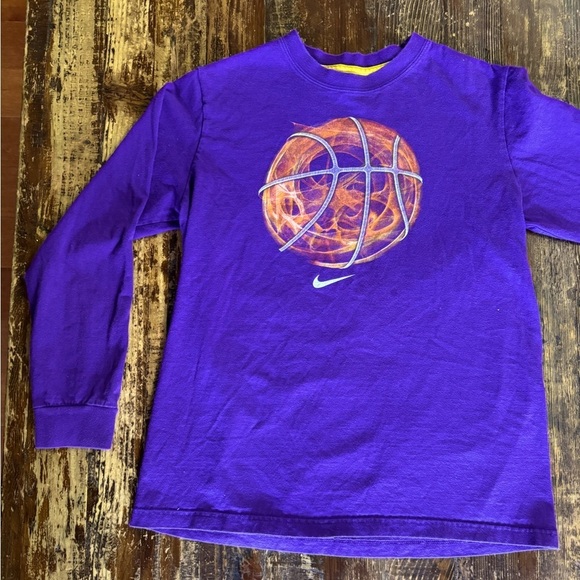 Nike Purple Long Sleeve Tee with Basketball Graphic - Picture 1 of 5